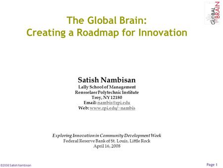 The Global Brain: Creating a Roadmap for Innovation