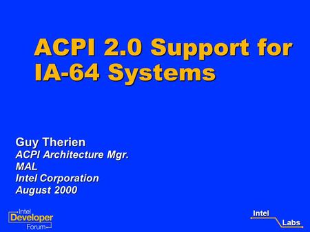 ACPI 2.0 Support for IA-64 Systems