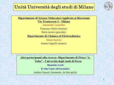 Unità Università degli studi di Milano
