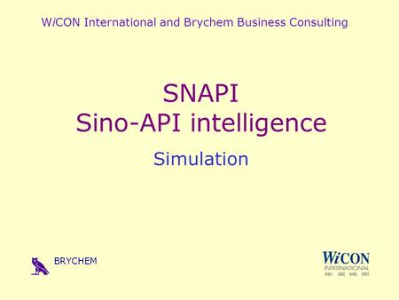 WiCON International and Brychem Business Consulting SNAPI Sino-API intelligence Simulation BRYCHEM.