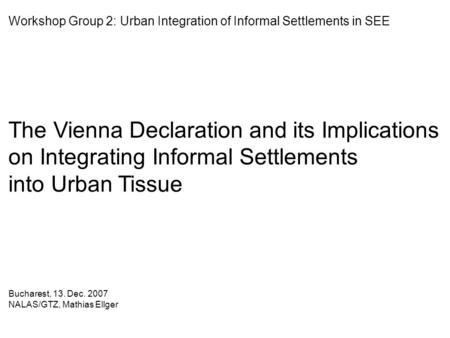 The Vienna Declaration and its Implications