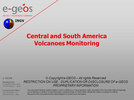 Central and South America Volcanoes Monitoring