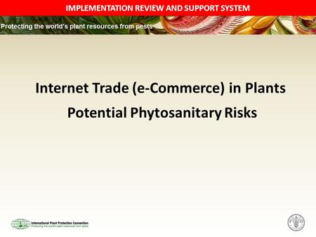 IMPLEMENTATION REVIEW AND SUPPORT SYSTEM Internet Trade (e-Commerce) in Plants Potential Phytosanitary Risks.