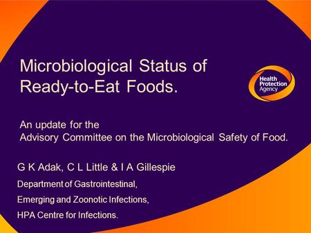 Microbiological Status of Ready-to-Eat Foods.