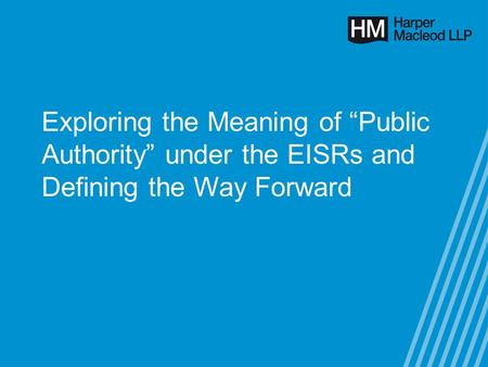 Exploring the Meaning of Public Authority under the EISRs and Defining the Way Forward.