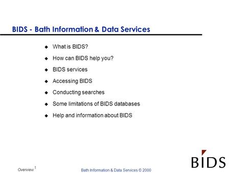 BIDS - Bath Information & Data Services