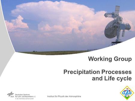 Institut für Physik der Atmosphäre Working Group Precipitation Processes and Life cycle.