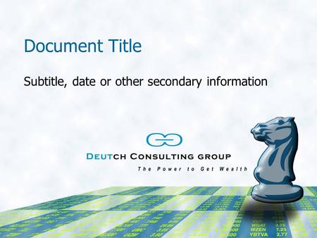 Document Title Subtitle, date or other secondary information.