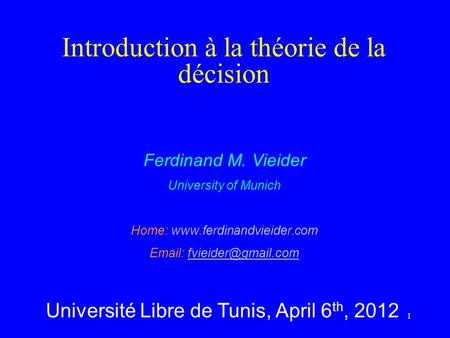 Introduction à la théorie de la décision