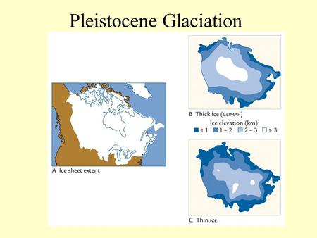 Pleistocene Glaciation. Eon Phanerozoic 0-544 Myr Era cenozoic 0-65 Myr Mesozoic 65-251 Myr Paleozoic 251-544 Myr Period Quarternary 0-1.8 My Tertiary.