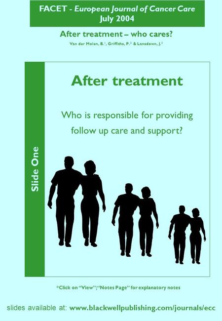 FACET - European Journal of Cancer Care July 2004 slides available at: www.blackwellpublishing.com/journals/ecc After treatment – who cares? Van der Molen,