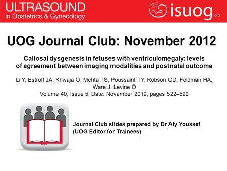 UOG Journal Club: November 2012