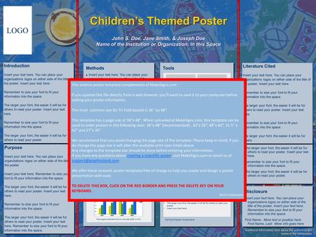 Childrens Themed Poster John S. Doe, Jane Smith, & Joseph Doe Name of the Institution or Organization, in this Space LOGO TRIFOLD AREA – THIS GUIDE WILL.