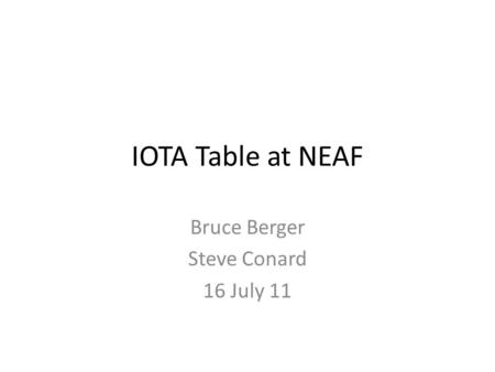 IOTA Table at NEAF Bruce Berger Steve Conard 16 July 11.