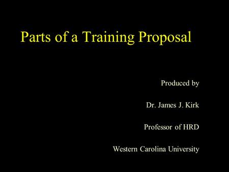 Parts of a Training Proposal