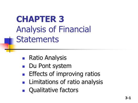 CHAPTER 3 Analysis of Financial Statements