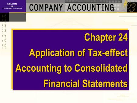 Chapter 24 Application of Tax-effect Accounting to Consolidated Financial Statements.