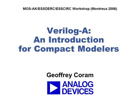 Verilog-A: An Introduction for Compact Modelers