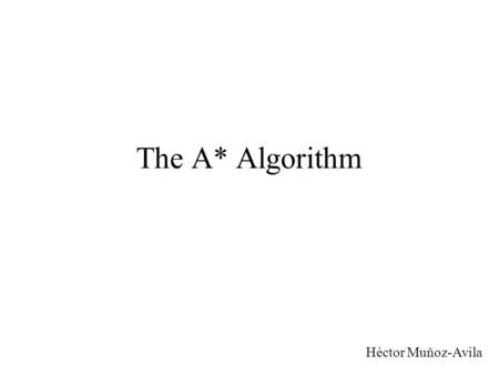 The A* Algorithm Héctor Muñoz-Avila. The Search Problem Starting from a node n find the shortest path to a goal node g 10 15 20 ? 15 5 18 25 33.