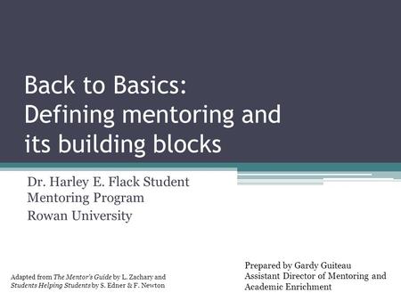 Back to Basics: Defining mentoring and its building blocks