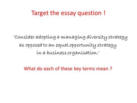 Target the essay question !