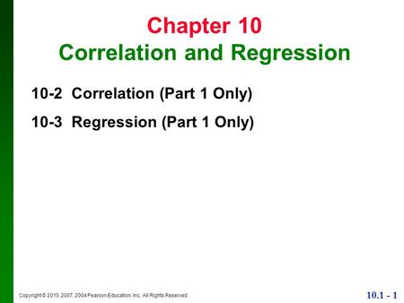 Chapter 10 Correlation and Regression