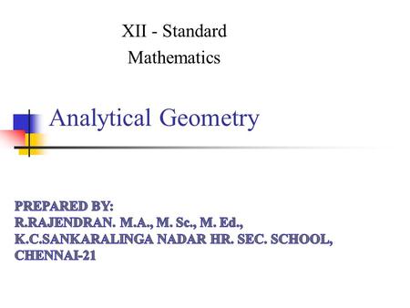 XII - Standard Mathematics