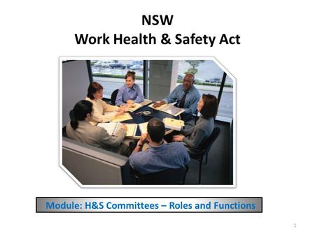 NSW Work Health & Safety Act Module: H&S Committees – Roles and Functions 1.