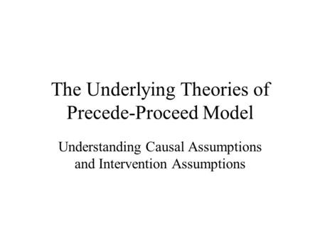 The Underlying Theories of Precede-Proceed Model
