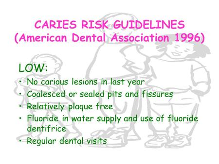 CARIES RISK GUIDELINES (American Dental Association 1996)