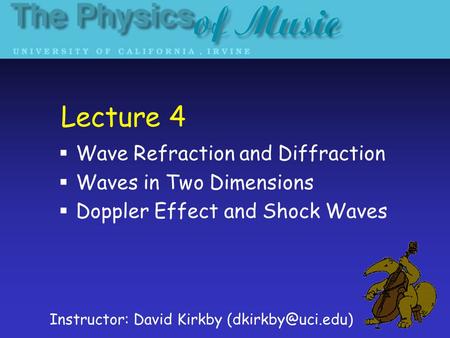 Lecture 4 Wave Refraction and Diffraction Waves in Two Dimensions