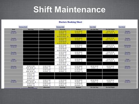 Shift Maintenance.