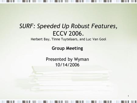 Group Meeting Presented by Wyman 10/14/2006