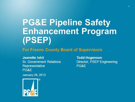 PG&E Pipeline Safety Enhancement Program (PSEP)