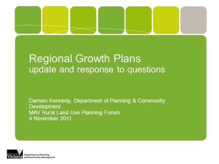 Regional Growth Plans update and response to questions
