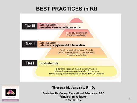 BEST PRACTICES in RtI to Theresa M. Janczak, Ph.D.