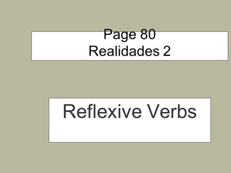 Page 80 Realidades 2 Reflexive Verbs Do you remember your Indirect Object Pronouns?