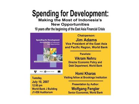 When we started this project we believed that … … regional governments have limited resources which are distributed unevenly. … Indonesia needs more resources.