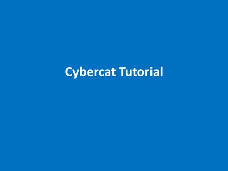 Cybercat Tutorial. This is the basic search screen in Cybercat. By clicking on the arrow you can specify the type of search you want to do.