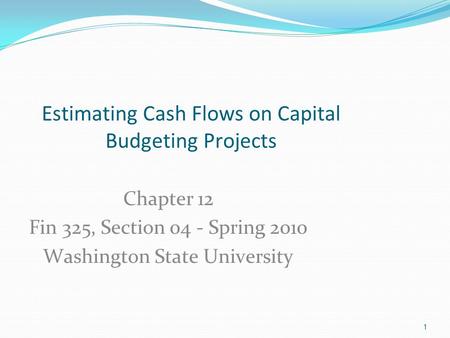Estimating Cash Flows on Capital Budgeting Projects