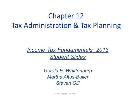 Chapter 12 Tax Administration & Tax Planning