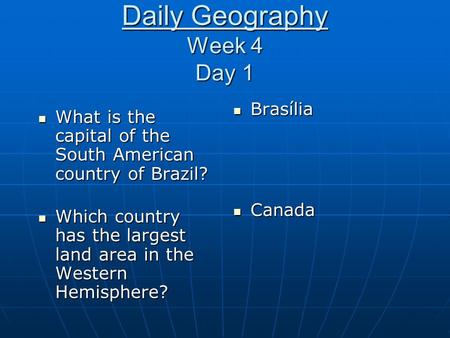 Daily Geography Week 4 Day 1