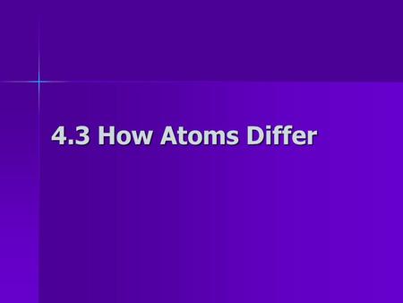 4.3 How Atoms Differ Atomic Number - Atomic Number = # protons in an atom - # of protons determines kind of atom (atoms of an element always have the.