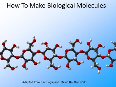How To Make Biological Molecules Adapted from Kim Fogia and David Knuffke work.