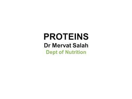 Intended Learning Outcomes -By the end of this lecture, students will have a general overview on the PROTEIN.