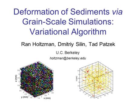 Deformation of Sediments via Grain-Scale Simulations: Variational Algorithm Ran Holtzman, Dmitriy Silin, Tad Patzek U.C. Berkeley