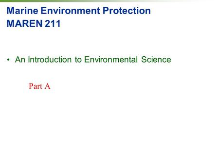 Marine Environment Protection MAREN 211