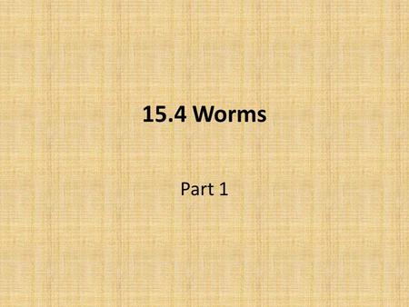 15.4 Worms Part 1.