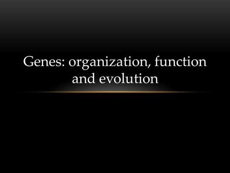 Genes: organization, function and evolution