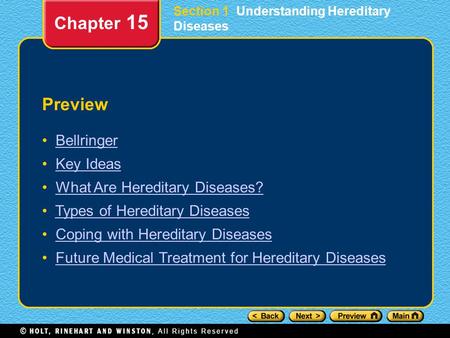 Chapter 15 Preview Bellringer Key Ideas What Are Hereditary Diseases?